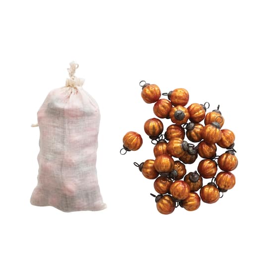 Hello Honey® 36 Pack 1" Orange Round Decorative Glass Ornaments